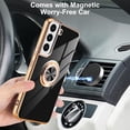 thumbnail image 3 of for Samsung Galaxy S22 Case with Screen Protector & Camera Lens Protector, Built-in 360° Rotation Ring Magnetic Stand, Luxury Shiny Plating Edge Shockproof Protective Cover (Black/Golden), 3 of 14