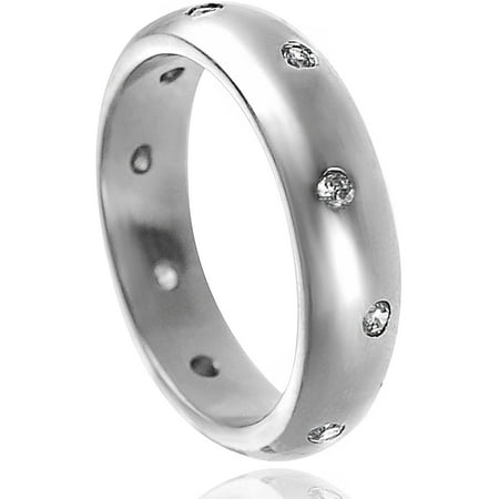 Alexandria Collection Women's CZ Sterling Silver Wedding Band