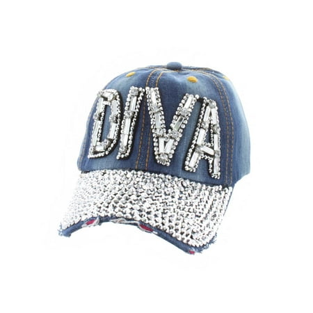 Top Headwear Diva Fashion Baseball Cap w/ Full Stone Brim
