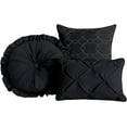 thumbnail image 5 of Chezmoi Collection Sydney 7-Piece Pinch Pleat Comforter Set, Lightweight Pintuck Bedding for All Season, Queen, Black, 5 of 6