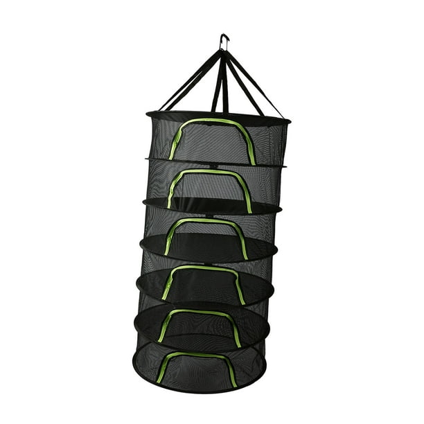 Secador de plantas de malla, secador de plantas colgante con apertura de cremallera, red de secado colgante 6 capas