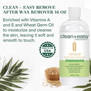 Clean + Easy After Wax Remover Oil with Wheat Germ, Post Wax Cleanser for Skin and Wax Residue, 16 Oz