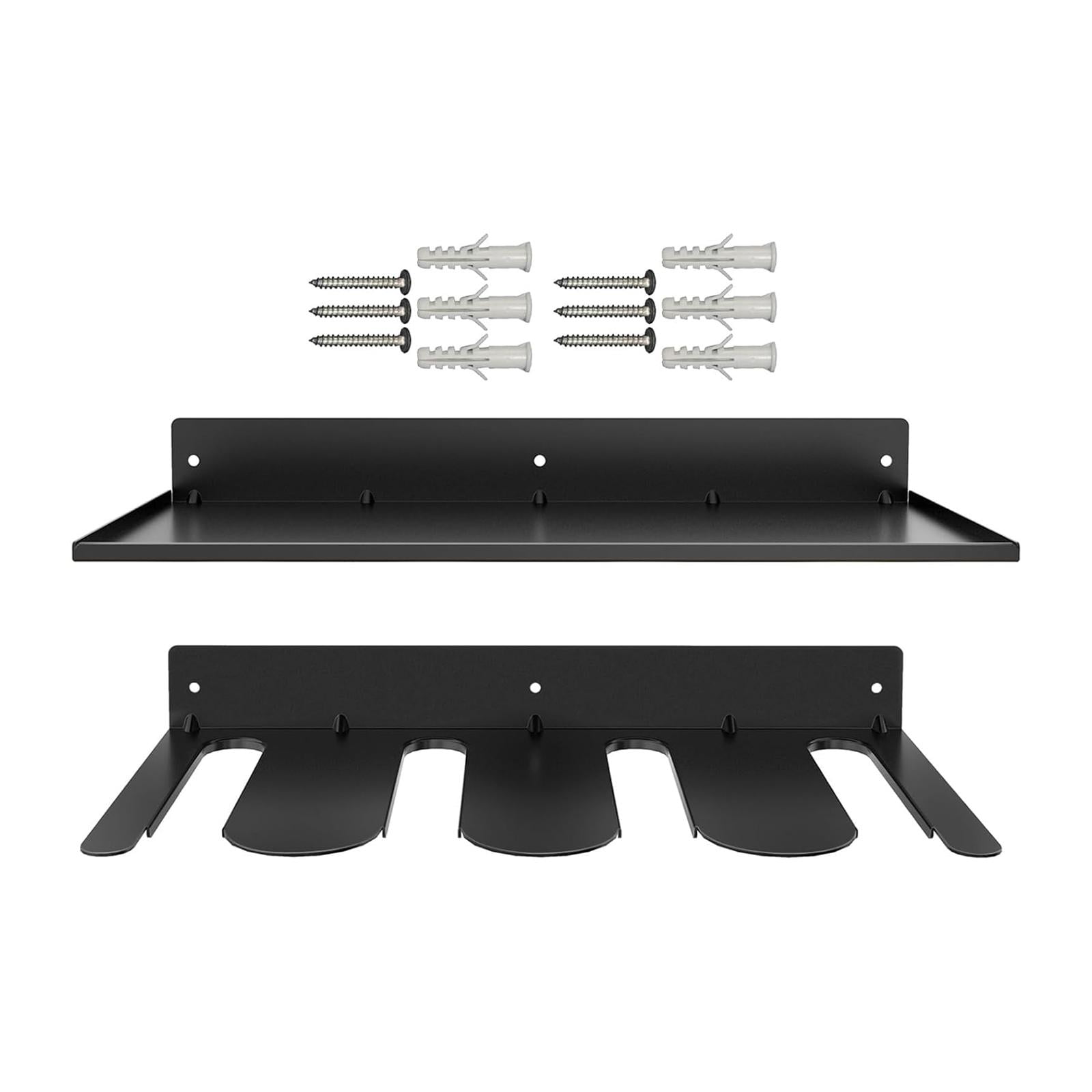 Mornei Power Tool Organizer Wall Mount Carbon Steel Drill Holder for Garage Cabinet Two Shelves