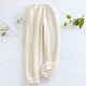 thumbnail image 2 of Pantalones de pijama de franela para mujer con cintura elástica - Pantalones gruesos de felpa para el invierno con diseño de cordones en las piernas para mayor calidez, 2 of 3