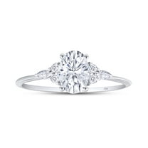 AFFY 1.25CT Oval, Marquise & Round Lab Created Moissanite Engagement Ring for Women 10K White Gold-9.5