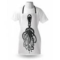 thumbnail image 3 of Octopus Apron Animal with Contemporary Design Nautical Aquatic Character Illustration, Unisex Kitchen Bib Apron with Adjustable Neck for Cooking Baking Gardening, Charcoal Grey White, by Ambesonne, 3 of 3