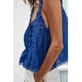 thumbnail image 4 of Women Summer Boho Tie Front Tops Lace Beach Button Down Tank Top Sleeveless Mesh Chiffon Crop Tops Y2k Clothes 2025 Blue L, 4 of 6