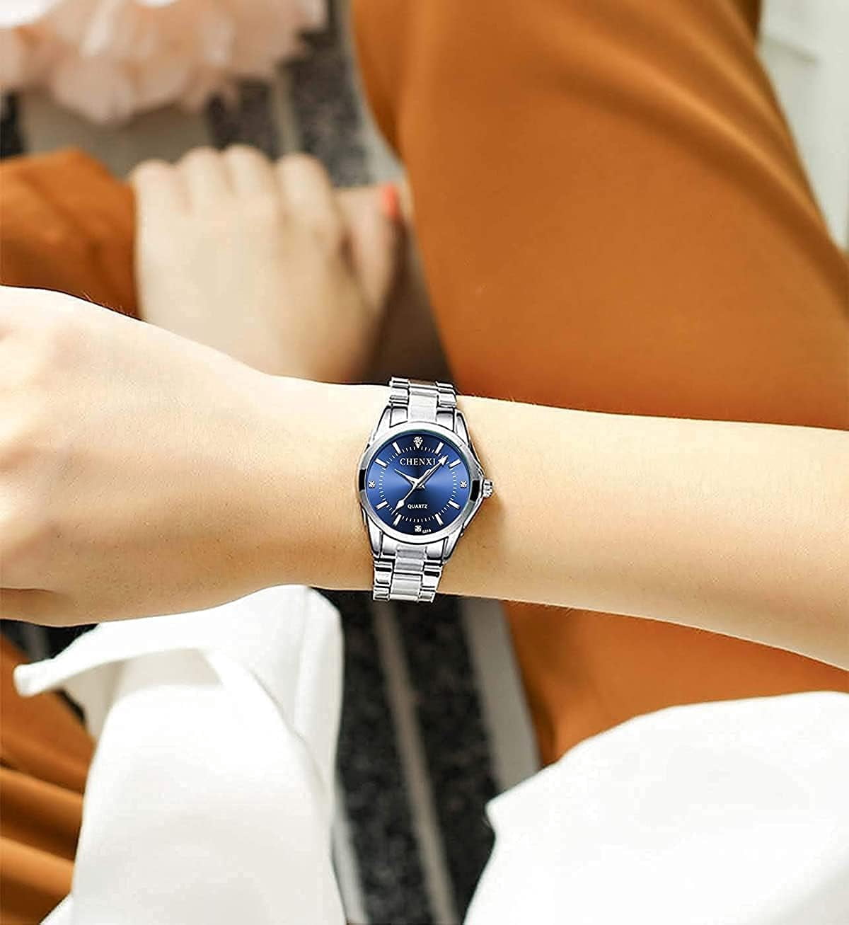 Watches for Women Analog Quartz Silver Stainless Steel Watches Luminous Waterproof Ladies Dress Watch