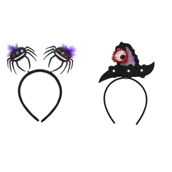 2PCS Halloween Headbands Head Boppers with Pumpkin Eyeball Bat Spider Ghost Pumpkin Head Wears for Party Supply Cosplay Decoration Unisex