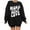 Black, variant on Fesfesfes Women Flannel Shirt Letter Print Loose Roundneck Long-Sleeved Fleece Oversized Sweatshirt Pullover On Sale