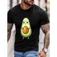 thumbnail image 2 of Camiseta de manga corta para hombre, estilo casual, con cuello redondo y dibujos de aguacate., 2 of 8