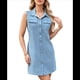 thumbnail image 2 of Vestidos de Mezclilla para Mujer, Sin Mangas, Elásticos, de Verano, Estilo Vaquero, Informal, Estilo Occidental, Corto, con Botones y Bolsillo de Azul S, 2 of 10