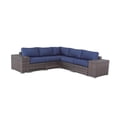 thumbnail image 2 of JERFIT 4-Person Outdoor Patio Sofa Set with Cushions, Fully Assembled Rattan Sectional Lounge Set for Garden, Poolside, Brown Wicker & Navy Blue, 2 of 8
