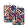 thumbnail image 7 of Yayeee Pot Holders Kitchen Heat Resistant with Pockets 7"x9.8" Cotton Oven Cooking Hot Pads, Blue Vibrant Leaves Pattern, 7 of 7