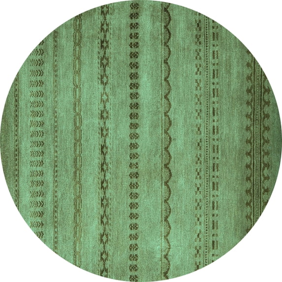 Ahgly Company Indoor Round Oriental Turquoise Blue Modern Area Rugs, 3' Round
