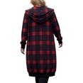 thumbnail image 4 of Sorvello Long Flannel Jacket Women Hooded Plaid Coat Oversized Button Down Shacket 2026 Fall Winter Casual Warm Trench Coats Red XL, 4 of 4
