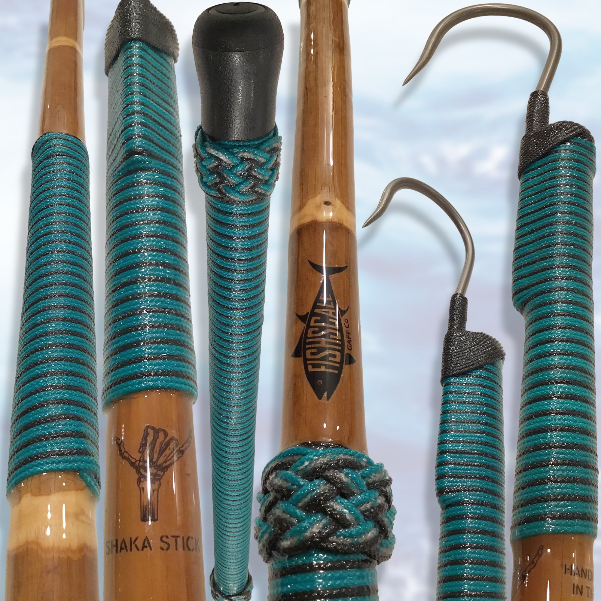 SHAKA STICK 4' Custom DeckhandStyle Calcutta Bamboo Fishing Gaff BLACK