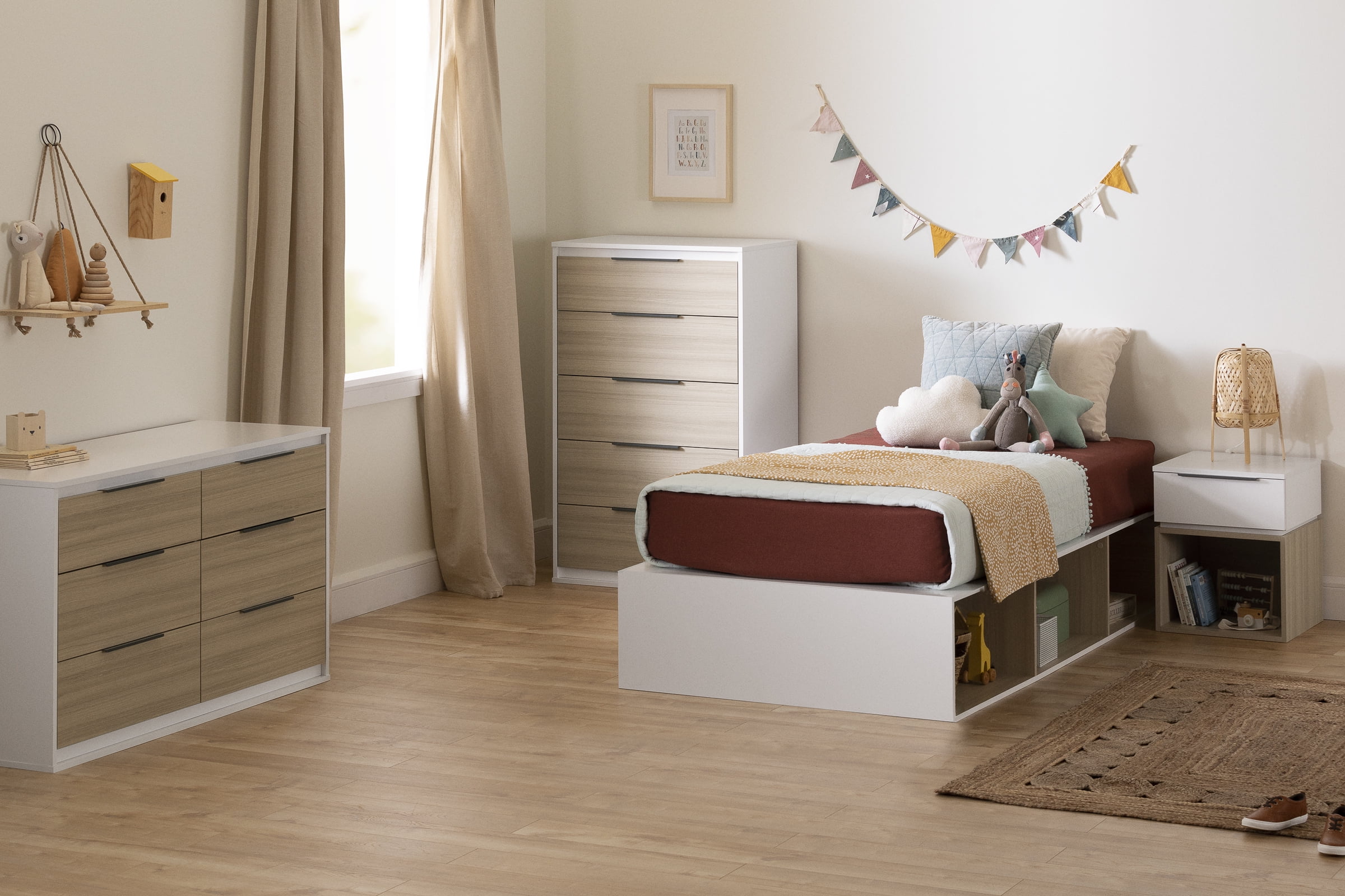 South Shore Hourra 6-Drawer Dresser for Child, in Soft Elm and White
