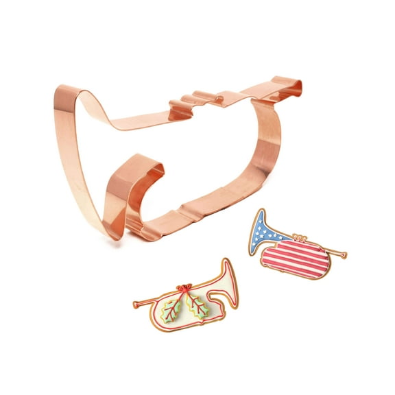 Mellophone Musical Instrument Copper Cookie Cutter, 5.75 X 3 inches