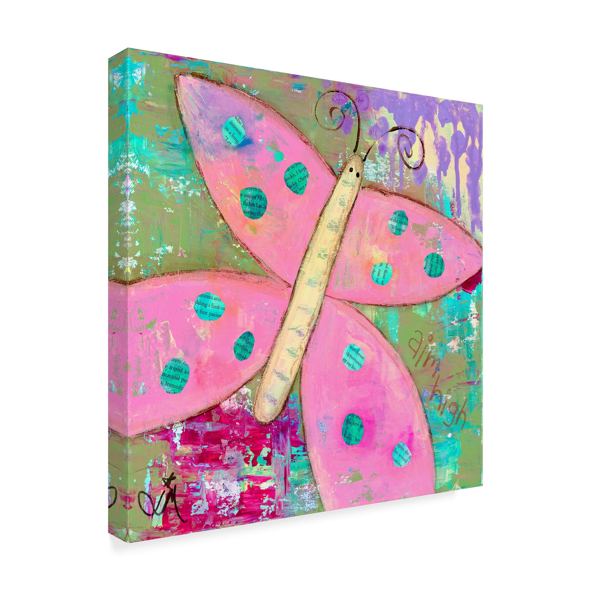 Trademark Fine Art 'Pink Butterfly' Canvas Art by Jennifer McCully