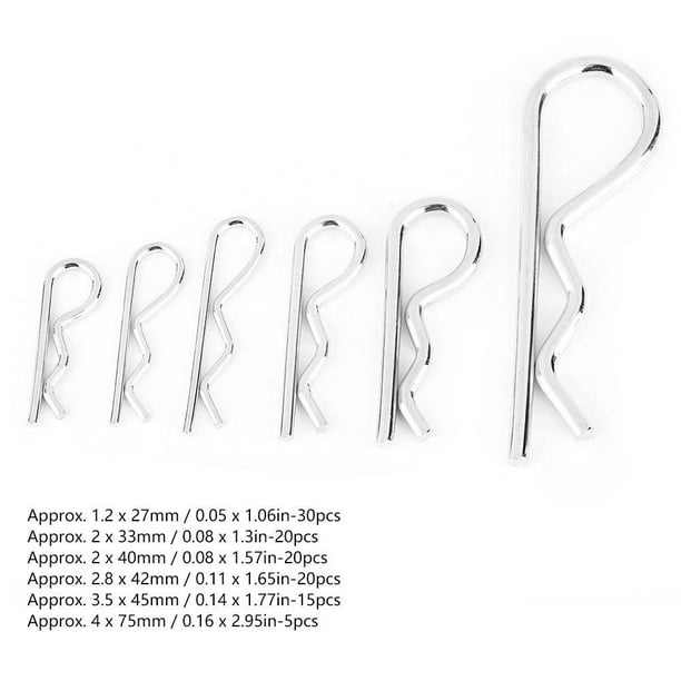110PCS Kit de surtido de chavetas Pin de chaveta ondulada de acero inoxidable tipo R Pasador de chaveta galvanizado Accesorio de herramientas manuales Ecomeon no