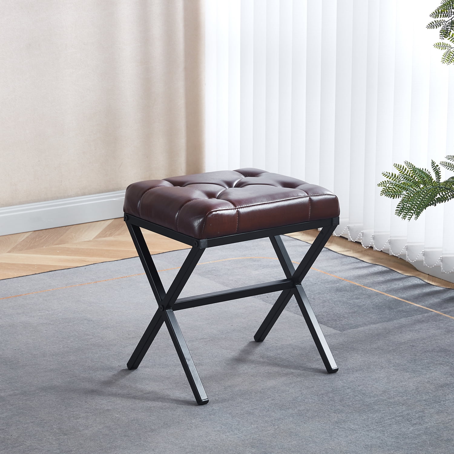 zyoiszvq Small Ottoman Stool Chair,PU Leather Square Foot Stool