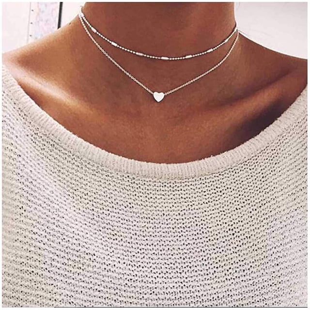 Gargantilla de amante en capas, collar con colgante de corazón, cadenas, collares de amor, joyería para mujer Ormromra