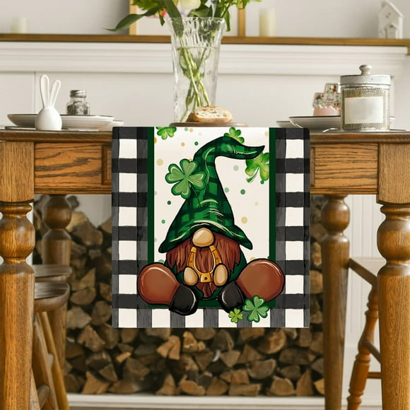 Boovnll Plaid Plank Table Flag St Paddy's Day Luck Patrick's Day Decoration Irish Spring Holiday, Home Decor, Room Decor, Living Room Decor