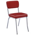 thumbnail image 2 of Red Chrome Upholstered Side Chairs (Set of 2) - Modern Dining Room Furniture with Plush Padded Faux Leather Seats, Vintage Inspired Elegant Design, 32.5" H, 2 of 12