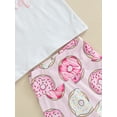 thumbnail image 3 of Canrulo Toddler Baby Girls Birthday Outfits Two Sweet Short Sleeve T-Shirt Donut Shorts Flare Pants 3pcs Summer Clothes White Pink 18-24 Months, 3 of 7