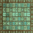 thumbnail image 1 of Ahgly Company Machine Washable Indoor Square Abstract Turquoise Blue Modern Area Rugs, 5' Square, 1 of 4