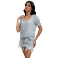 thumbnail image 6 of Women's Square Neck Tops Ruffle Trim Sleeve T-Shirts for Summer Casual Short Tees, 6 of 7