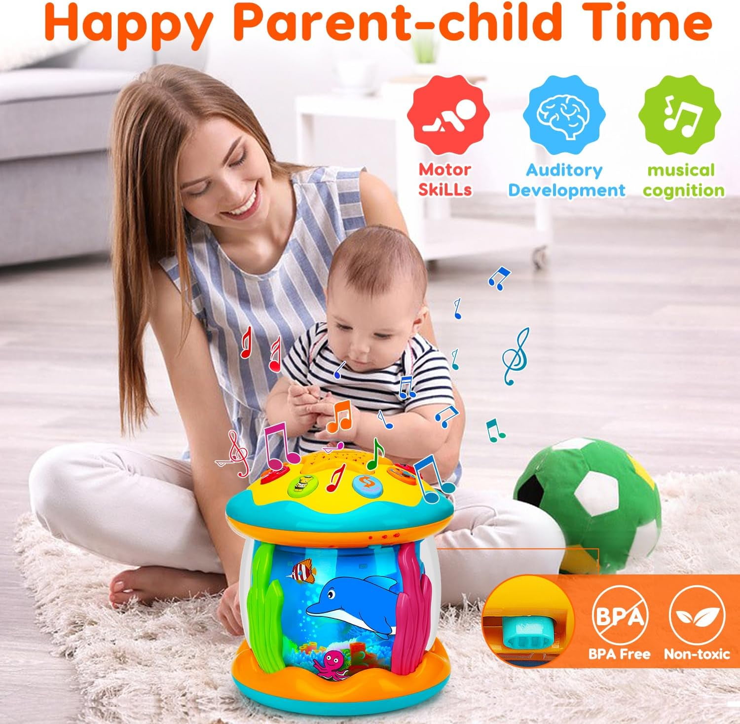 Ludolm Baby Toys 12M+ Musical Light Up Tummy Time Toy Ocean Rotating Projector for Infant 12-18 Month Baby Learning Crawling Birthday for 1 2 3 Year Old Boys Girls