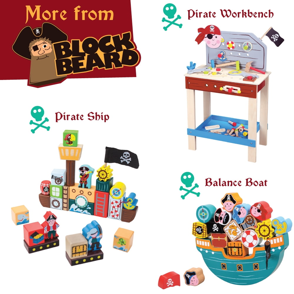 Blockbeard's Balance Boat Wood Toy Dexterity Game 18 pieces 