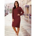 thumbnail image 2 of DARING DIVA Hoodie Pullover Sweater Midi Dress M Wine Red, 2 of 7