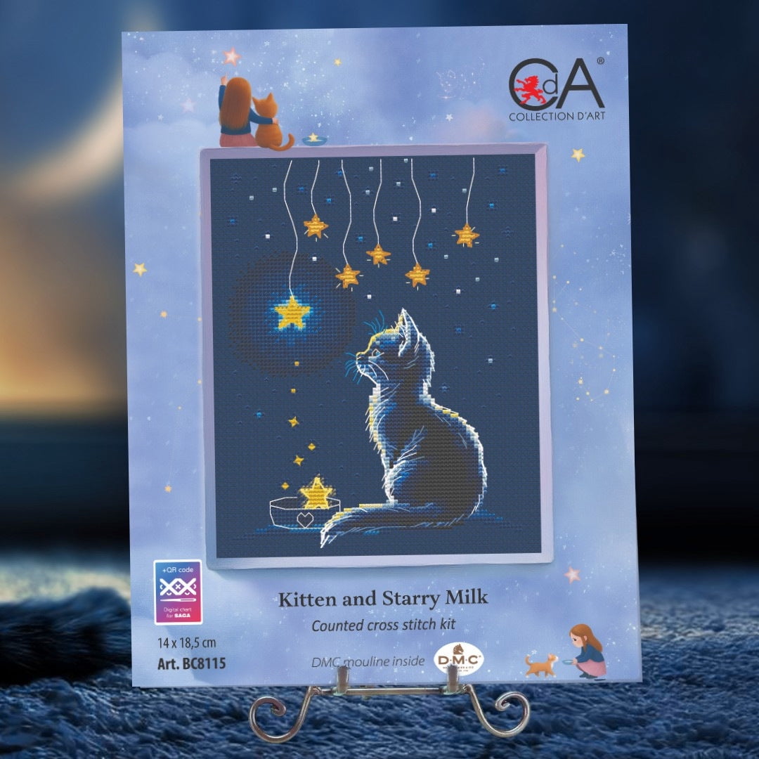 Kitten and Starry Milk BC8115 Counted Cross Stitch Kit