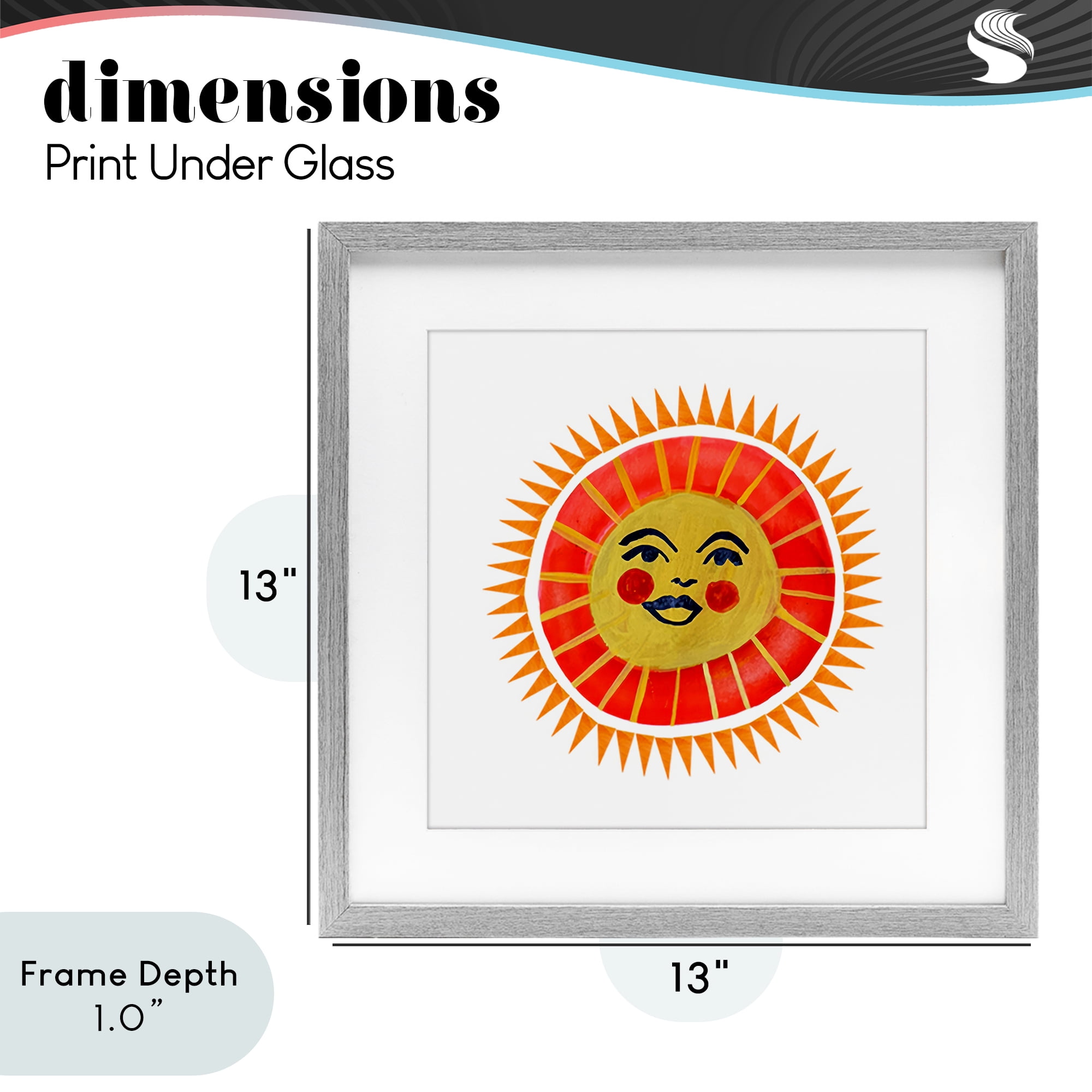 Stupell Industries Cheerful Boho Sun Gray Framed Print Under Glass, design by Katherine Herrell Studio