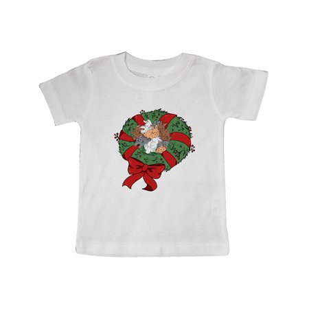 

Inktastic Christmas Wreath Filled with Cute Bunnies and Red Bow Gift Baby Boy or Baby Girl T-Shirt