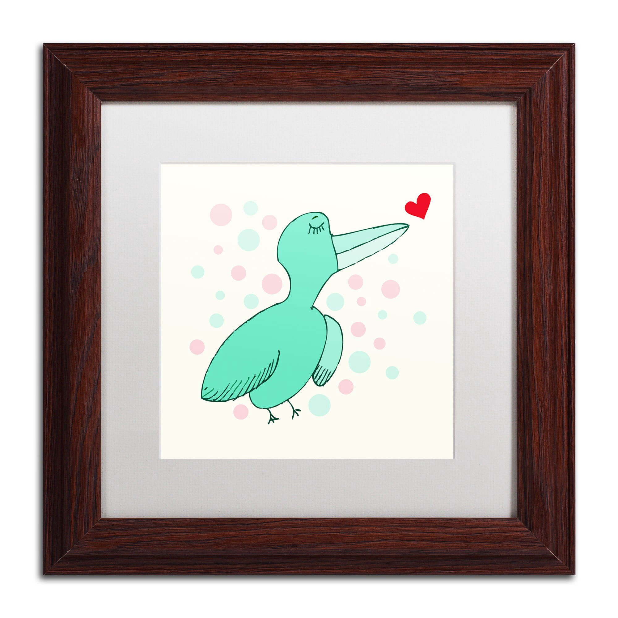 Trademark Fine Art "Dreamy Love Bird" Canvas Art by Carla Martell, White Matte, Wood Frame