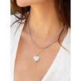 thumbnail image 3 of U7 Stripe Locket Necklace Silver Heart Pendant for Women Daughter Mother's Day Valentine Personalized Memorial Gift Custom Love Heart Necklaces, 3 of 8