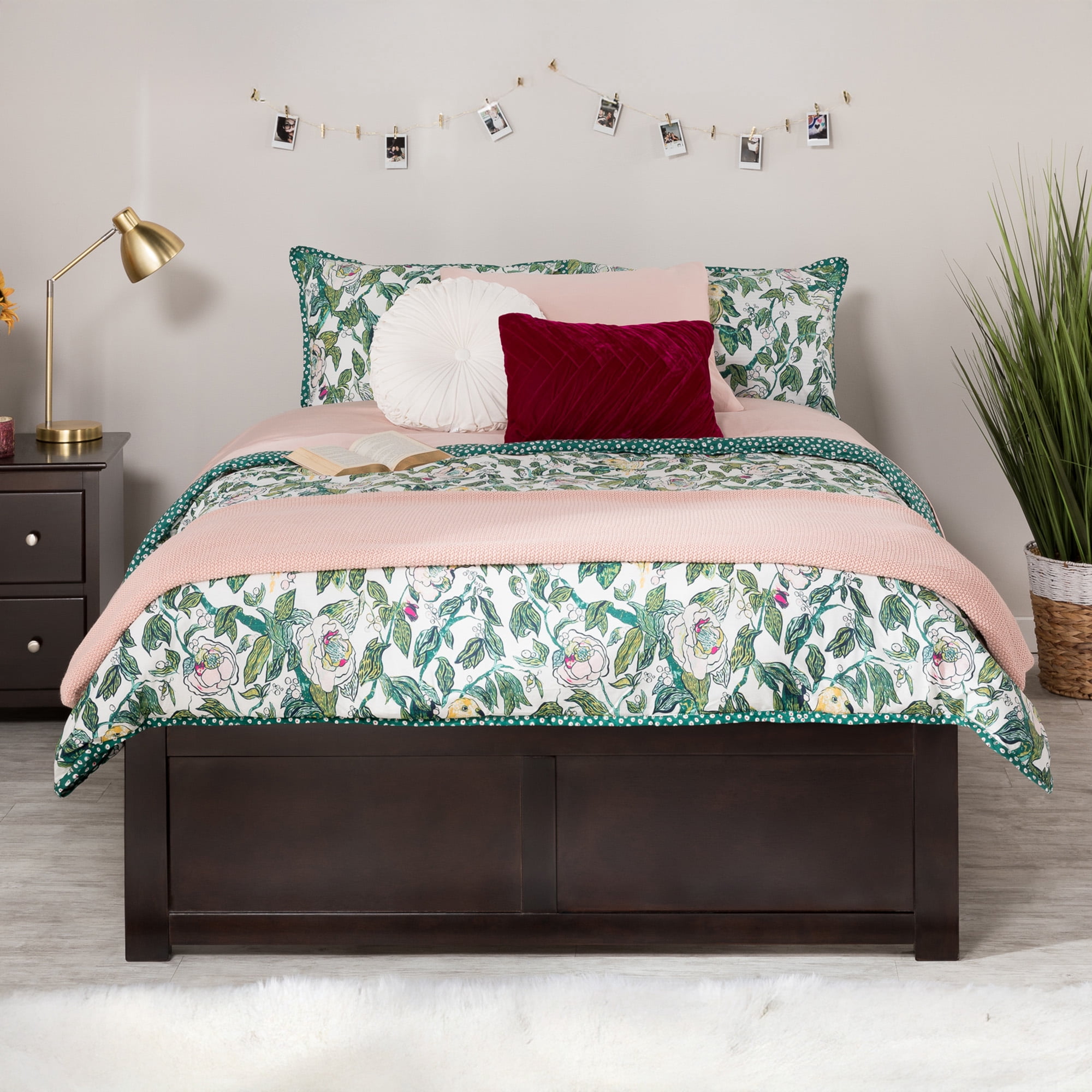 AFI Concord Full Solid Wood Platform Bed with Footboard & Twin Trundle, Espresso