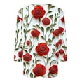 thumbnail image 5 of JTZGDY Floral Tops for Women Dressy Casual 3/4 Length Sleeve Crewneck Basic Tees Retro Print Summer Graphic Tunic Blouse Business Work T-Shirts for Leggings Multicolor#26 XXL, 5 of 6