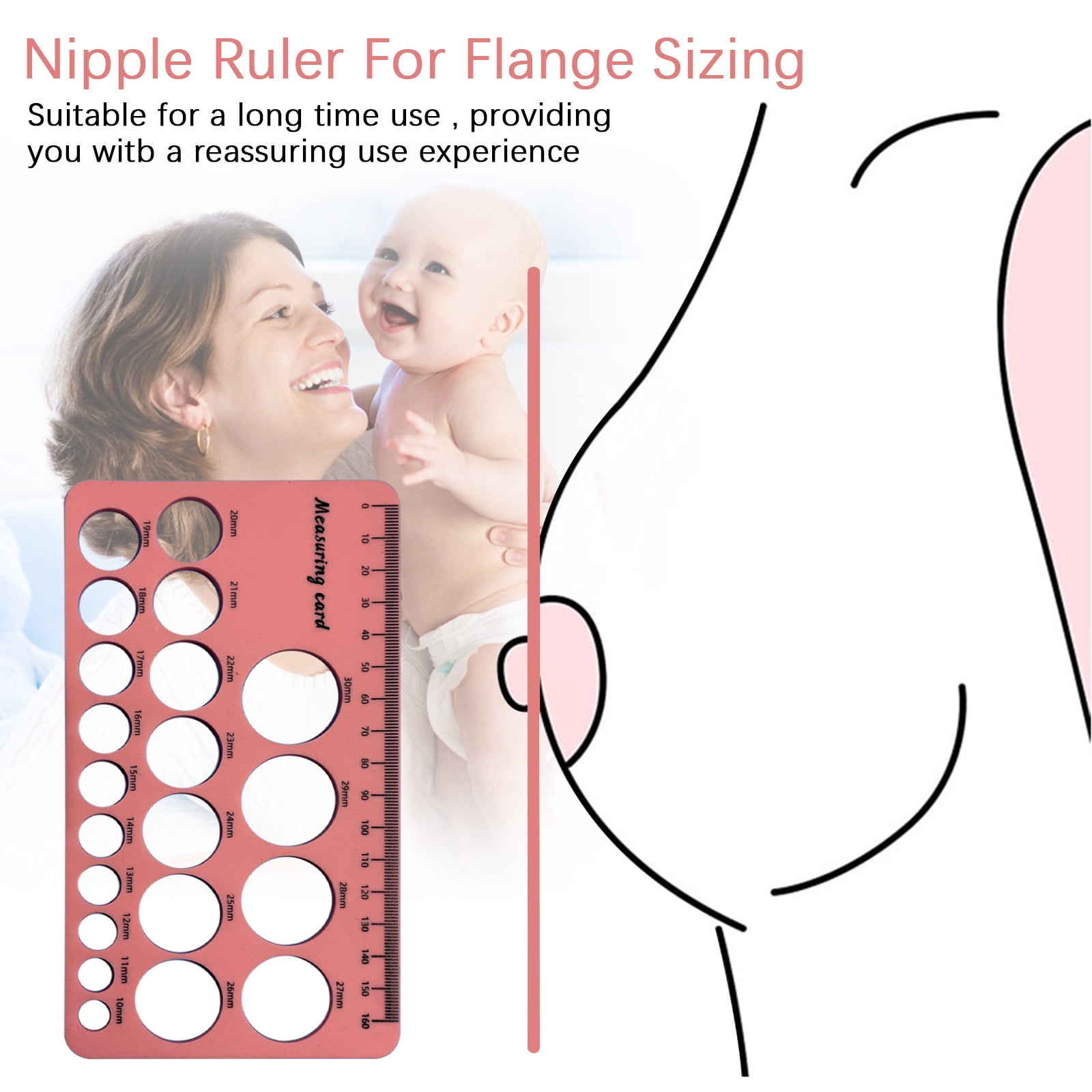 Nipple Ruler, Nipple Measurement Tool for Flanges, Silicone and