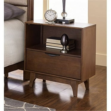 Progressive Furniture Mid-Mod Wood Nightstand in Cinnamon Brown