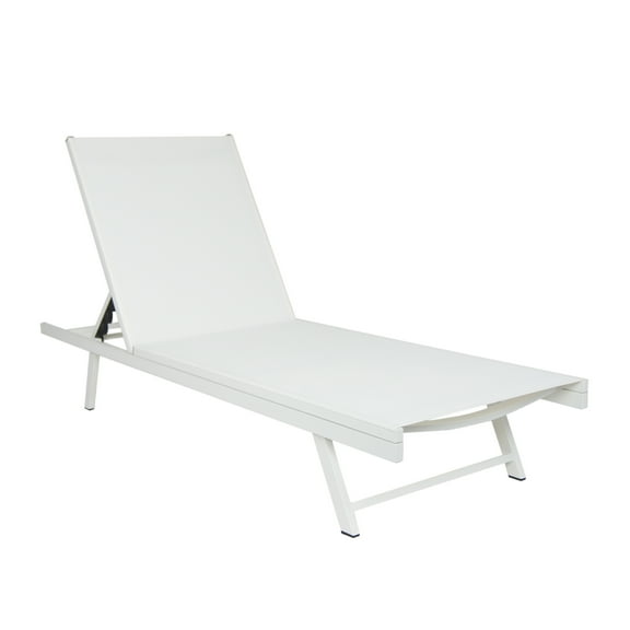 GDF Studio Simon Outdoor Mesh and Aluminum Chaise Lounge, White