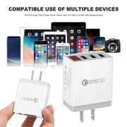 Universal USB Wall Charger W/ LED Digital Display, 3-Port Quick Charger 3.0 Plug Fast Charging USB Hub Power Adapter for iPhone 11 Pro XS Max XR X 8 7 6S Plus, Samsung Galaxy S8/S9/S10/S20 Note 10, LG