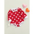 thumbnail image 3 of Qiylii Baby Girls Valentine's Day Romper, Heart Printing Long Sleeve Round Collar Jumpsuit, 3 of 9