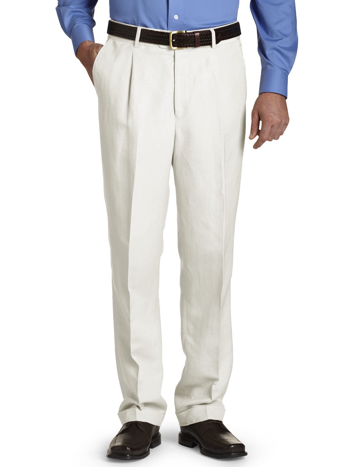Big & Tall Oak Hill Waist-Relaxer Pleated Linen Suit Pants - Walmart.com