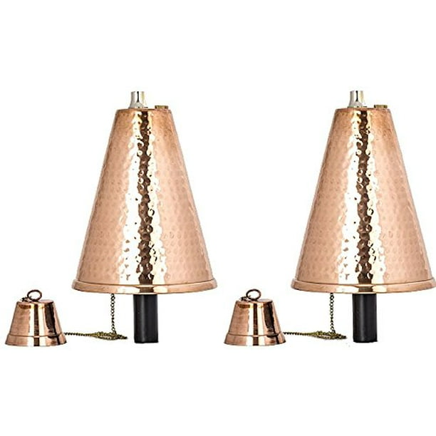Hawaiian Cone Tiki Torch Set Of 2 Hammered Copper Walmart Com Walmart Com