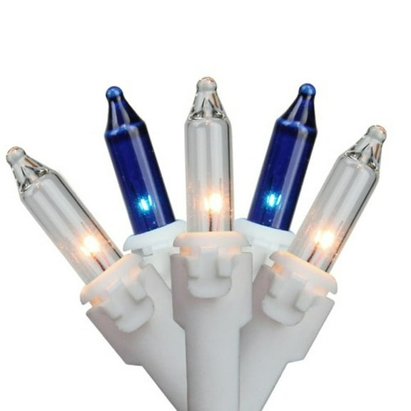 Northlight Mini Icicle Incandescent Christmas Lights - Blue and Clear - 5.75' White Wire - 100ct